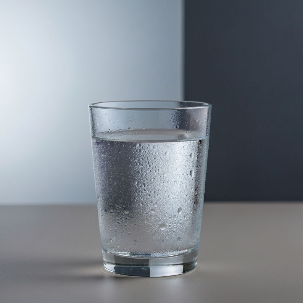 Glass of water in studio light